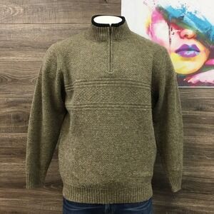 Pendleton Mens Size XL Shetland Wool Quarter Zip Sweater Olive Green 702711